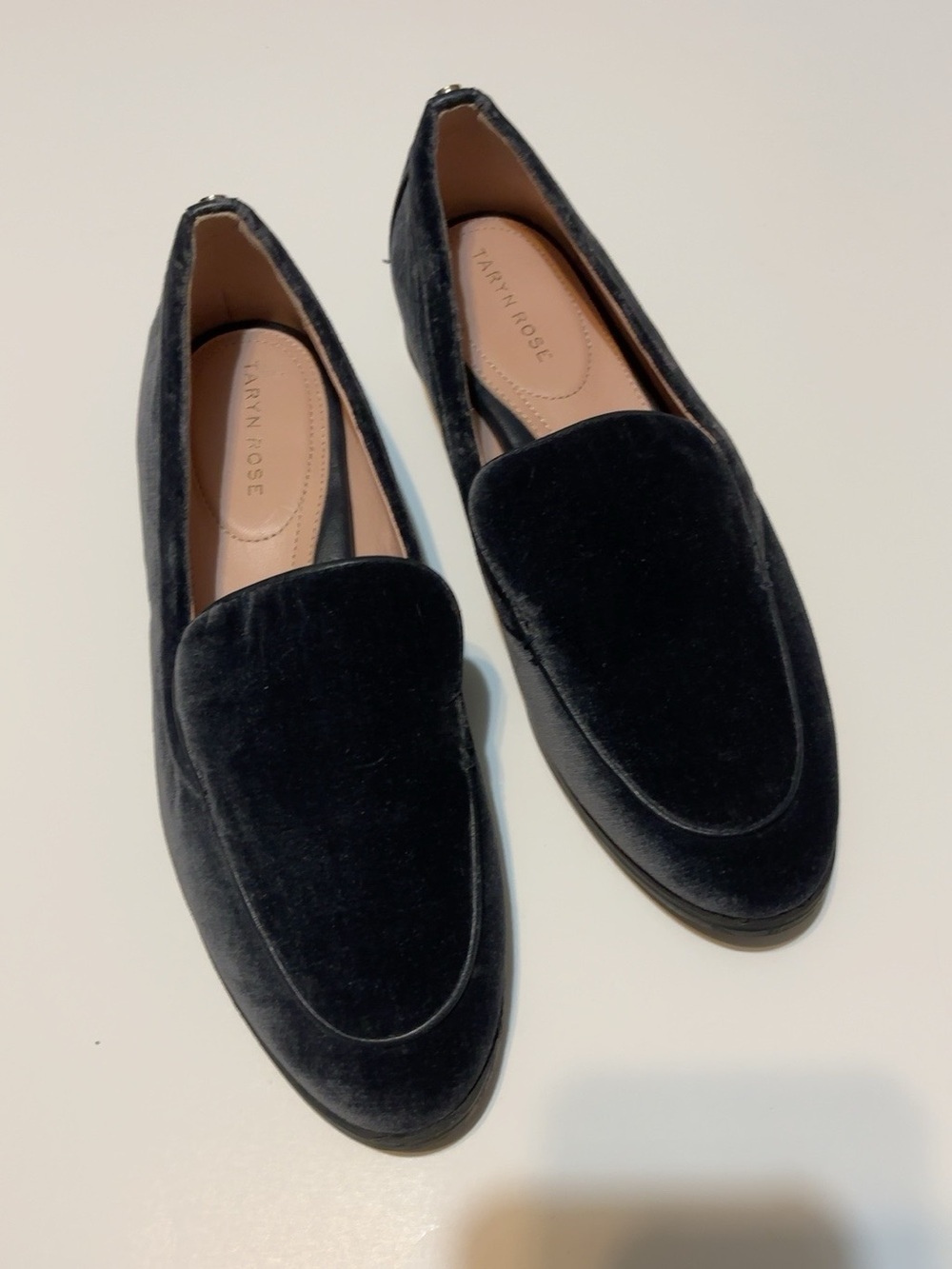 Taryn Rose Dark Gray Velvet Slip-On Loafers